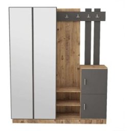 Concept Usine Mueble de entrada de diseño de madera y gris con espejo