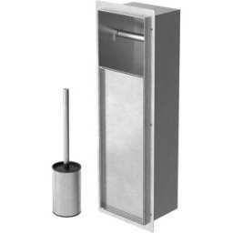 ECD Germany Soporte para escobilla de wc empotrado de acero plateado 60x20x14 cm