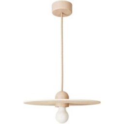 Creative Lámpara de suspensión en madera con cable textil y pantalla ufo