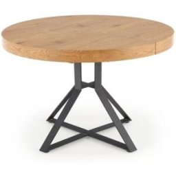 That's Write Mesa redonda extensible MDF roble patas acero negro Ø120/160 cm