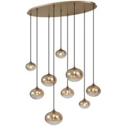 QAZQA Lámpara colgante art déco dorada cristal ámbar
