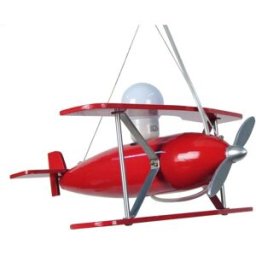 Tosel Lámpara de suspensión de niño avión metal aluminio madera rojo