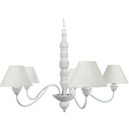 Tosel lampara de techo cinco brazos madera blanco pantalla blanco