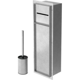 ECD Germany Soporte para escobilla de wc empotrado acero plateado 60x20cm con tapa