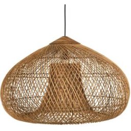 MACABANE Lámpara colgante de ratán de color natural y madera de teca reciclada