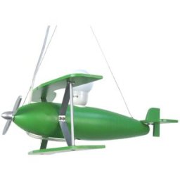 Tosel Lámpara de suspensiónde niño avión metal aluminio madera verde