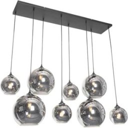 QAZQA Lámpara de techo negra cristal ahumado 8 wifi g95