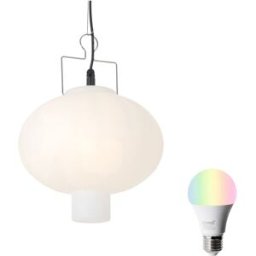 QAZQA Lámpara colgante exterior inteligente blanca 35 cm con wifi