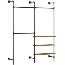 SoBuy Perchero de pared con 3 barras para colgar + 3 Estantes 168x46x220cm