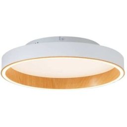 QAZQA Plafón diseño blanco madera led 40 cm