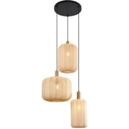 QAZQA Lámpara colgante japandi negra dorada beige