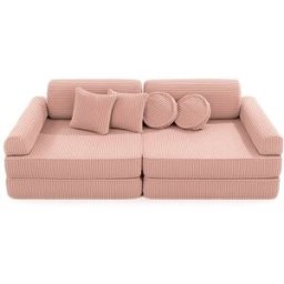 MeowBaby Sofá infantil modular 160 cm terciopelo 10 pcs, rosa