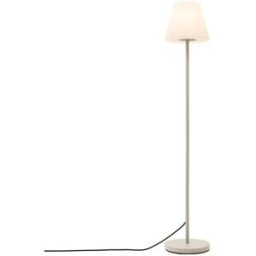 QAZQA Lámpara pie exterior beige pantalla blanca ip65