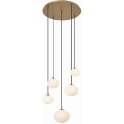 QAZQA Lámpara colgante art déco dorada opalina