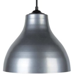 Tosel Lámpara de suspensión campana metal negro pantalla aluminio