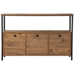 Concept Usine Consola con espacio de almacenamiento de madera y metal negro 120 x 77