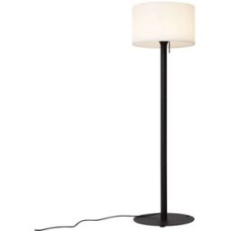 QAZQA Lámpara pie exterior negra pantalla blanca ip44