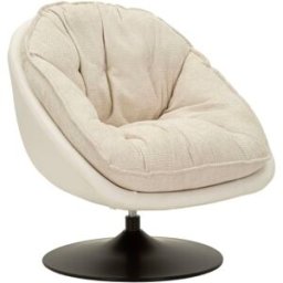 Mauro Ferretti Sillón giratorio color crema de estilo retro, 78x78x84 cm.