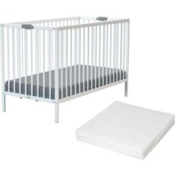 Webaby Cama de bebé plegable madera con colchón blanco