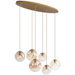 QAZQA Lámpara colgante art déco latón cristal ámbar