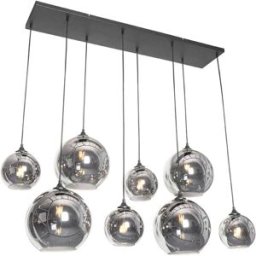QAZQA Lámpara colgante art déco negra cristal ahumado 8 luces