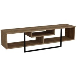 Concept Usine Mueble de tv de diseño industrial de nogal y negro con almacenamiento