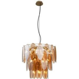 QAZQA Lámpara colgante art déco dorada ámbar ovalada
