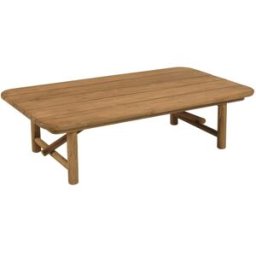 MACABANE Mesa baja de jardín de 130 x 70 cm de madera de teca reciclada