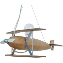 Tosel Lámpara de suspensión de niño avión metal aluminio madera natural