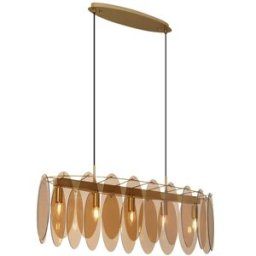 QAZQA Lámpara colgante art déco dorada ámbar ovalada