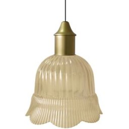 Tosel Lámpara de suspensión metal y cristal ámbar D18,5 cm