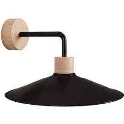 Creative Lámpara de pared con acabado en madera, extensión y pantalla negras