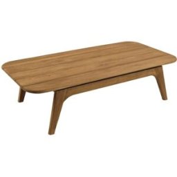 MACABANE Mesa baja de jardín de 130 x 70 cm de madera de teca reciclada