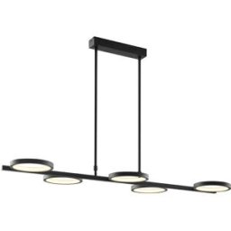 QAZQA Lámpara de techo negra con led regulable de 5 luces