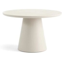Fuori Mesa redonda Ø120cm de MDF con acabado efecto cemento ecrú