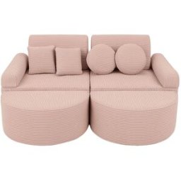 MeowBaby Sofá infantil modular 120 cm terciopelo 12 pcs, rosa