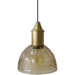 Tosel Lámpara de suspensión campana vidrio ambre D16 cm