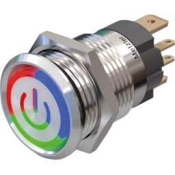 METZLER P25-RF-RGB 15A - Interruptor de presión para empotrar de 25 mm, LED RGB, acero in