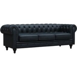 Habitat et jardin Sofá Chesterfield "Aliza" 3 plazas - Negro