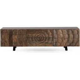 Mueble TV de 2 puertas y 2 cajones de madera maciza de mango