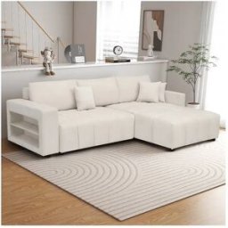 Habitat et jardin Sofá cama esquinero 3 plazas en tejido de chenilla - "Trocadero" - Beige