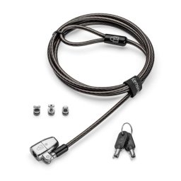 Candado portátil Kensington ClickSafe 2.0 Universal, Llave, 1,8m, 3 anclajes, Acero al carbón, Negro