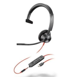 Auriculares HP Poly Blackwire 3315 con cable USB-C/A y jack 3,5 mm, Cancelación de Ruido, Micrófono Negro