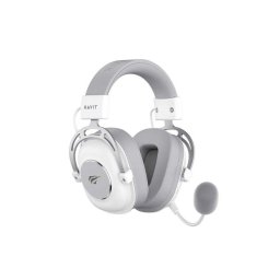 Auriculares Havit H2002YG inalámbricos y con cable Bluetooth para gaming, micrófono brazo, blanco y gris