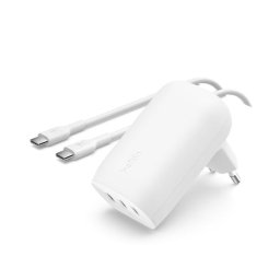 Cargador Belkin WCC002VF2MWH-B6 3 Puertos USB-C 67 W GaN Blanco con Cable 2 m