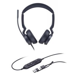 Auriculares Yealink UH46 Dual con cable USB-C/A para oficina con micrófono con cancelación de ruido negros
