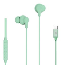 Auriculares Celly UP1600TYPECGN con cable USB-C para llamadas y música con micrófono integrados verdes