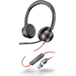 Auriculares Poly BW 8225 con cable USB-C/USB-A con Cancelación de Ruido y control de llamadas, negros