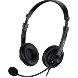 Auriculares Genius HS-230U con cable USB-C para oficina con micrófono flexible y control de volumen negros
