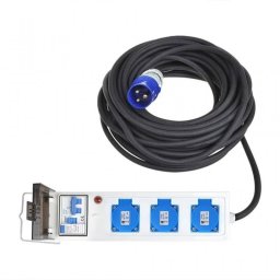 ProPlus Cable Extensión de Alimentación CEE/3xSchuko 10m Negro